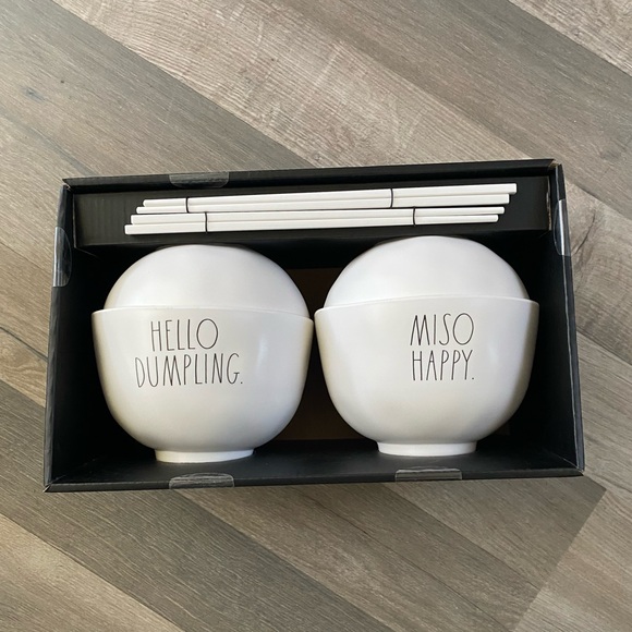 Rae Dunn Lidded Noodle Bowl & Chopsticks Set of 2 Melamine Lid Miso By Enchante - Picture 7 of 8